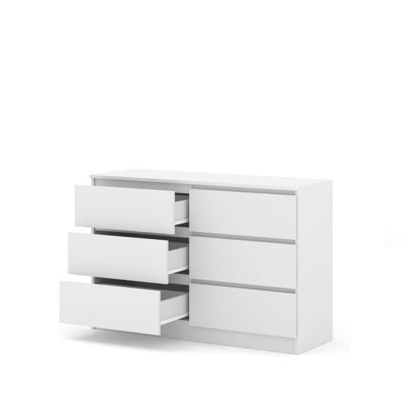 Kommode MAIA 120x80 cm - hvit matt - 6 skuffer