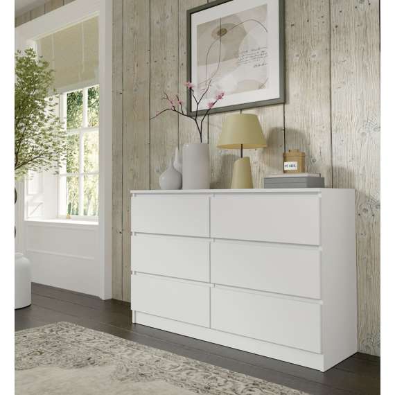 Kommode MAIA 120x80 cm - hvit matt - 6 skuffer