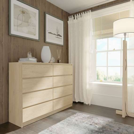 Kommode MAIA 140x104 cm - eik cremona - 8 skuffer