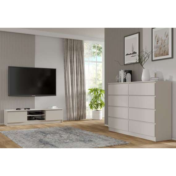 Kommode MAIA 140x80 cm - cashmere - 8 skuffer