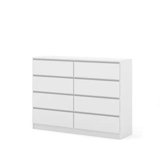 Kommode MAIA 140x80 cm - hvit matt - 8 skuffer