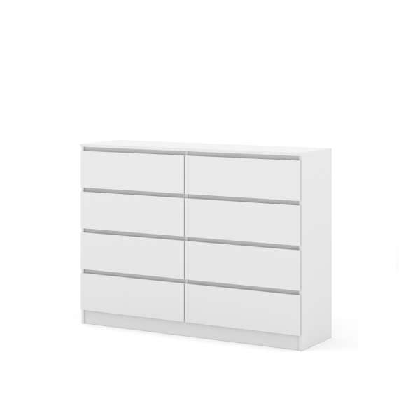 Kommode MAIA 140x104 cm - hvit matt - 8 skuffer