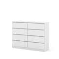 Kommode MAIA 140x80 cm - hvit matt - 8 skuffer