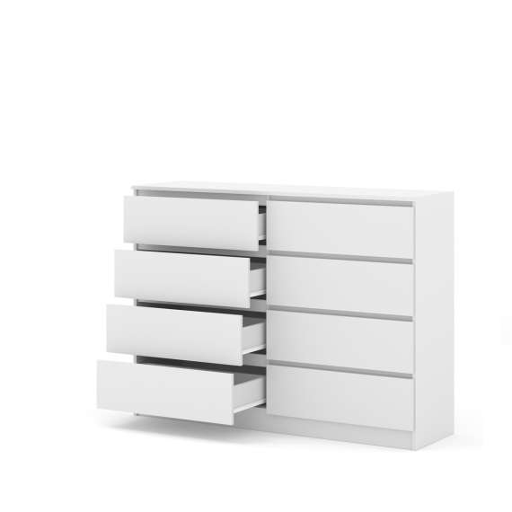 Kommode MAIA 140x104 cm - hvit matt - 8 skuffer