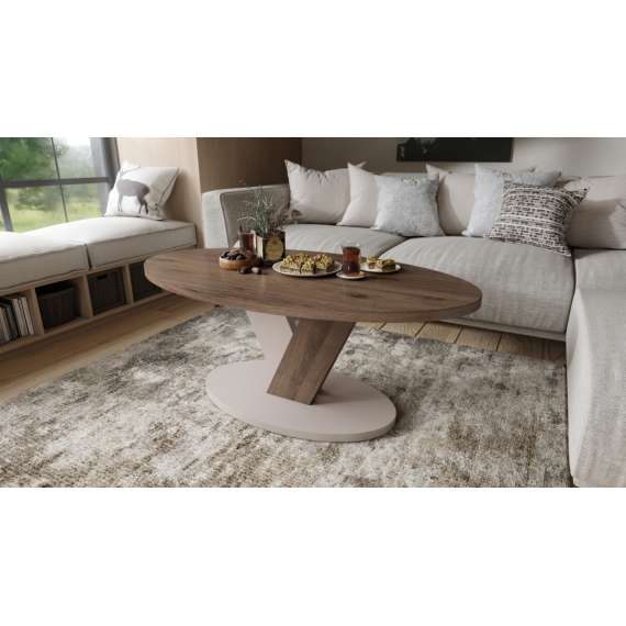 Sofabord LOVA - 110x60 cm - valnøtt - beige champagne