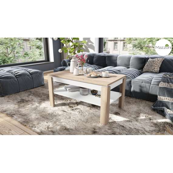Sofabord ASTI-P - 100x60x55-67 cm - eik sonoma - hvit matt - hev/senk