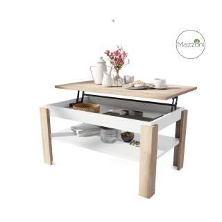 Sofabord ASTI-P - 100x60x55-67 cm - eik sonoma - hvit matt - hev/senk