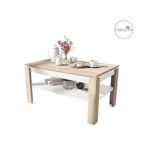 Sofabord ASTI-P - 100x60x55-67 cm - eik sonoma - hvit matt - hev/senk