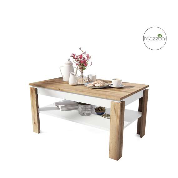 Sofabord ASTI-P - 100x60x55-67 cm - eik wotan - hvit matt - hev/senk