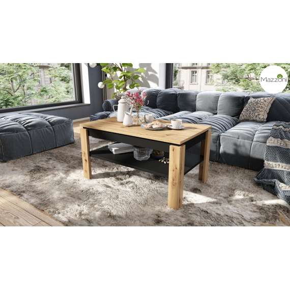 Sofabord ASTI-P - 100x60x55-67 cm - eik artisan - svart matt - hev/senk