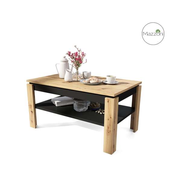 Sofabord ASTI-P - 100x60x55-67 cm - eik artisan - svart matt - hev/senk