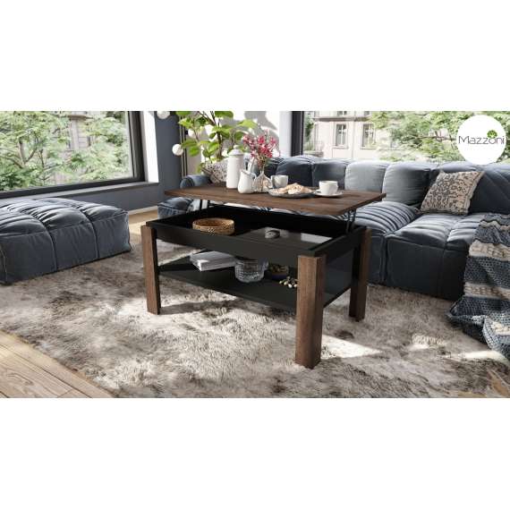 Sofabord ASTI-P - 100x60x55-67 cm - eik brun - svart matt - hev/senk