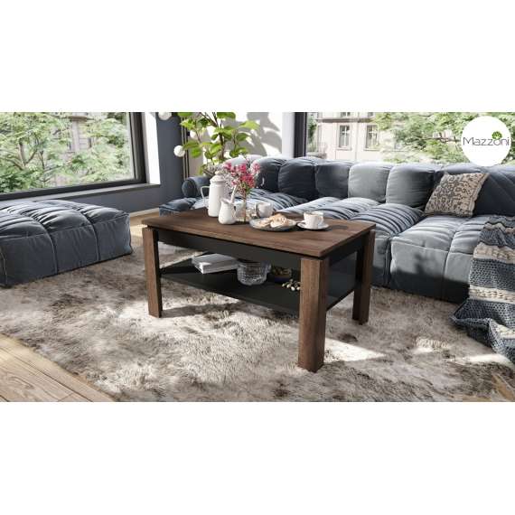 Sofabord ASTI-P - 100x60x55-67 cm - eik brun - svart matt - hev/senk