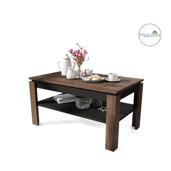 Sofabord ASTI-P - 100x60x55-67 cm - eik brun - svart matt - hev/senk