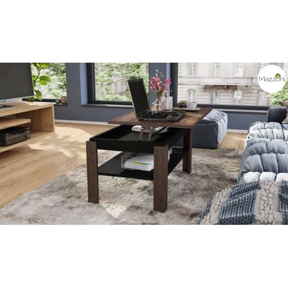 Sofabord ASTI-P - 100x60x55-67 cm - eik brun - svart matt - hev/senk