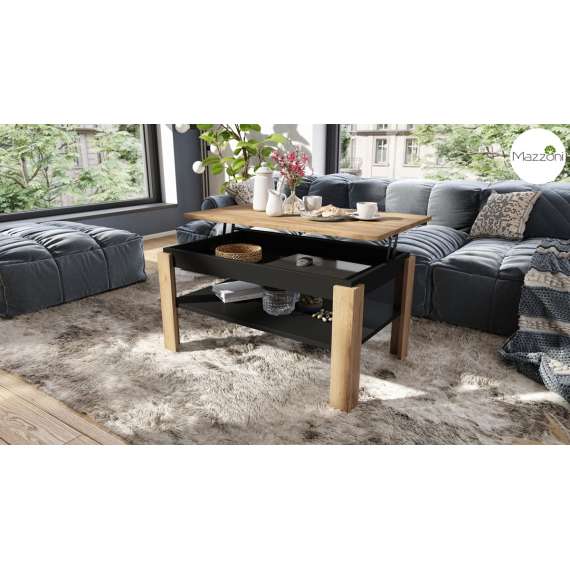 Sofabord ASTI-P - 100x60x55-67 cm - eik craft - svart matt - hev/senk