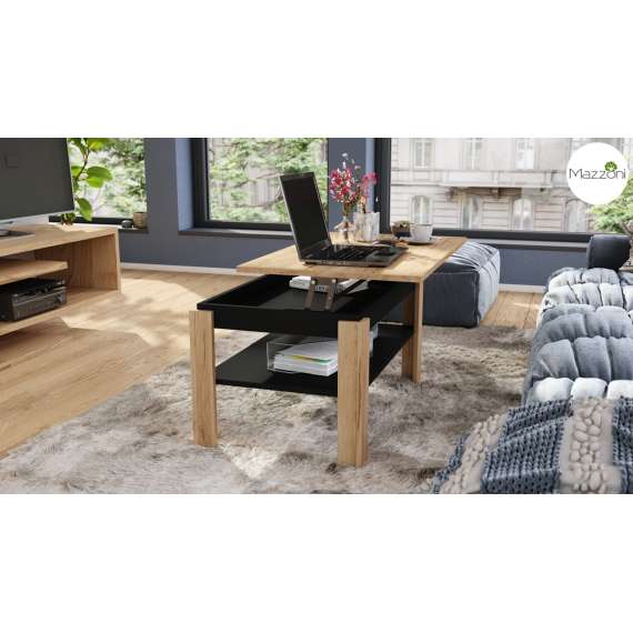 Sofabord ASTI-P - 100x60x55-67 cm - eik craft - svart matt - hev/senk