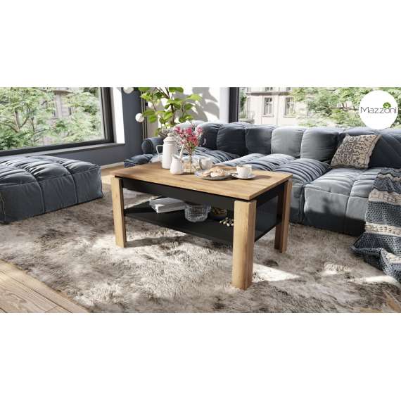Sofabord ASTI-P - 100x60x55-67 cm - eik craft - svart matt - hev/senk