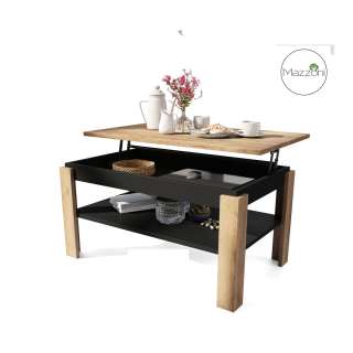 Sofabord ASTI-P - 100x60x55-67 cm - eik craft - svart matt - hev/senk