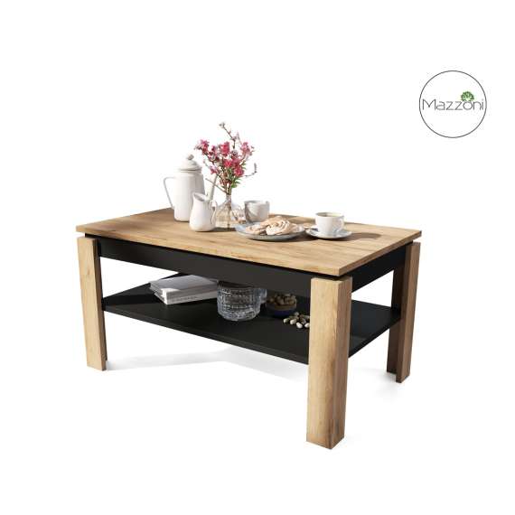 Sofabord ASTI-P - 100x60x55-67 cm - eik craft - svart matt - hev/senk