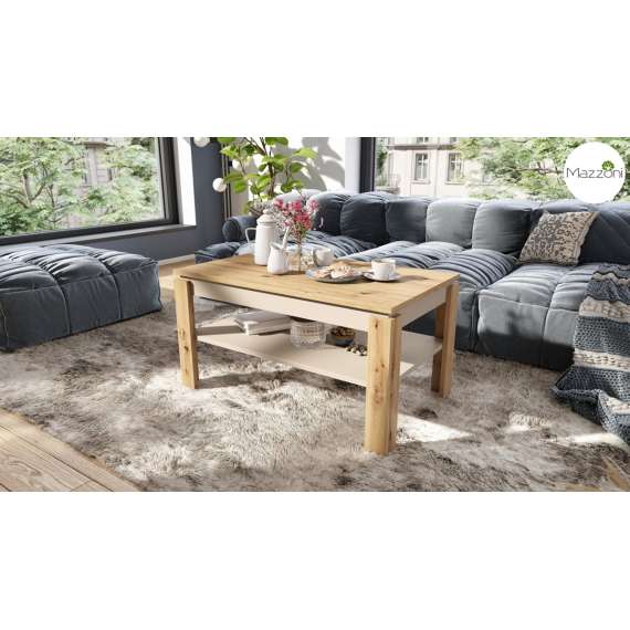Sofabord ASTI-P - 100x60x55-67 cm - eik artisan - beige champagne - hev/senk