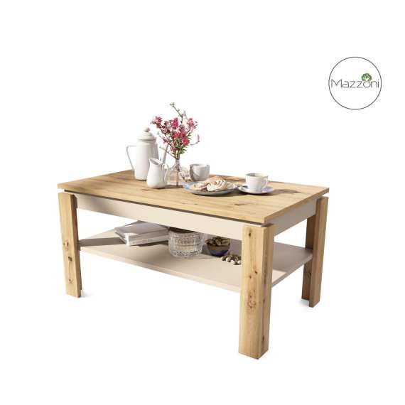 Sofabord ASTI-P - 100x60x55-67 cm - eik artisan - beige champagne - hev/senk