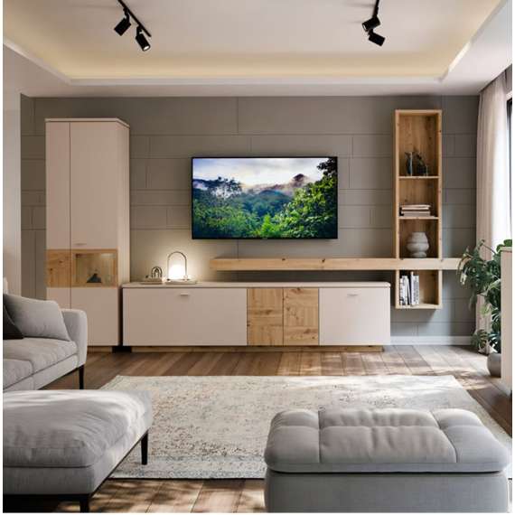 Vegghengt reol med hylle LUTTO 225x171 cm - eik artisan