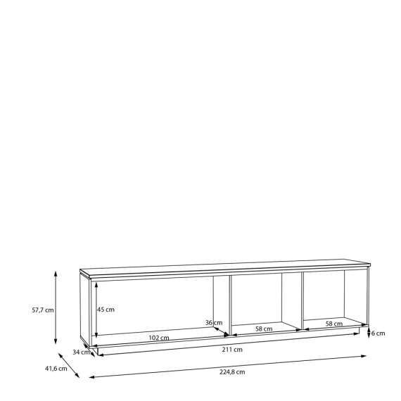Tv-benk LUTTO 225x58 cm - eik artisan - beige sand - 4 dører