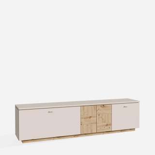 Tv-benk LUTTO 225x58 cm - eik artisan - beige sand - 4 dører