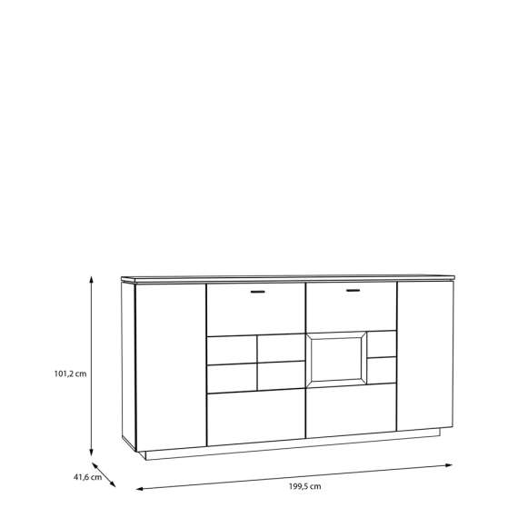 Skjenk LUTTO 200x101 cm - eik artisan - beige sand - 4 dører