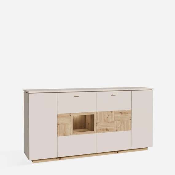 Skjenk LUTTO 200x101 cm - eik artisan - beige sand - 4 dører