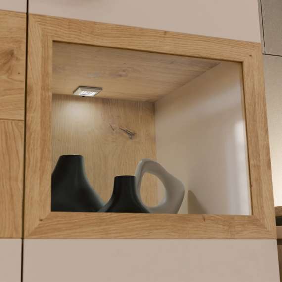 Vitrineskap LUTTO 61x197 cm - eik artisan - beige sand - 2 dører