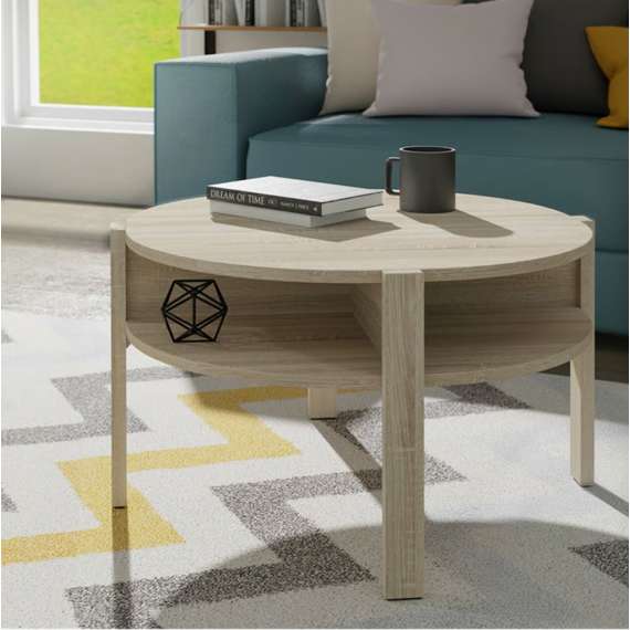 Sofabord TOBAGO Ø74 cm - eik sonoma