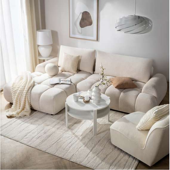 Sofabord TOBAGO Ø74 cm - hvit matt