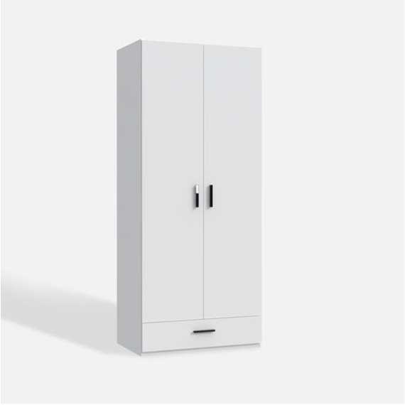Garderobeskap TRAWEN 89x210 cm - hvit matt - 2 dører - 1 skuff