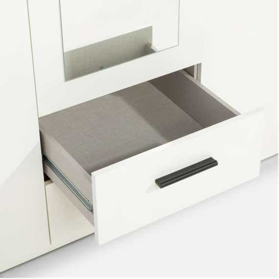 Garderobeskap TRAWEN 133x210 cm - hvit matt - 3 dører - 2 skuffer