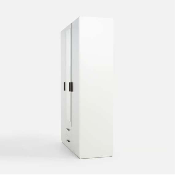 Garderobeskap TRAWEN 133x210 cm - hvit matt - 3 dører - 2 skuffer