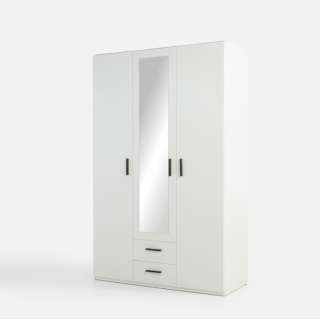 Garderobeskap TRAWEN 133x210 cm - hvit matt - 3 dører - 2 skuffer