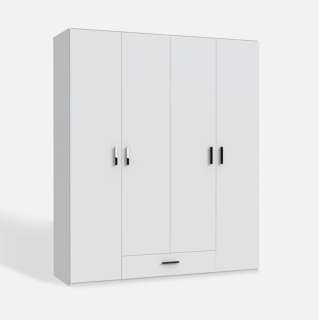 Garderobeskap TRAWEN 177x210 cm - hvit matt - 4 dører - 1 skuff