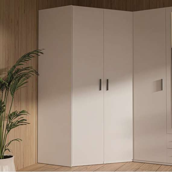 Hjørnegarderobe TRAWEN 117x117x210 cm - hvit matt - 2 dører