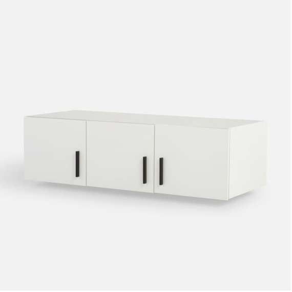 Overskap TRAWEN 133x38 cm - hvit matt - 3 dører