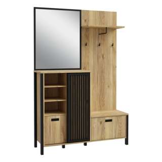 Entresett JYTANA -132x200 cm - eik mauvela - svart matt