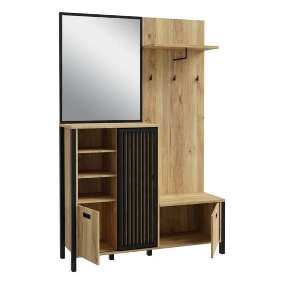 Entresett JYTANA -132x200 cm - eik mauvela - svart matt