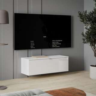 Vegghengt tv-benk LIBERTAD - 100x38 cm - hvit matt - hvit høyglans - 1 dør - 2 dører -