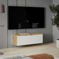 Vegghengt tv-benk LIBERTAD - 100x38 cm - eik artisan - hvit matt - 1 dør