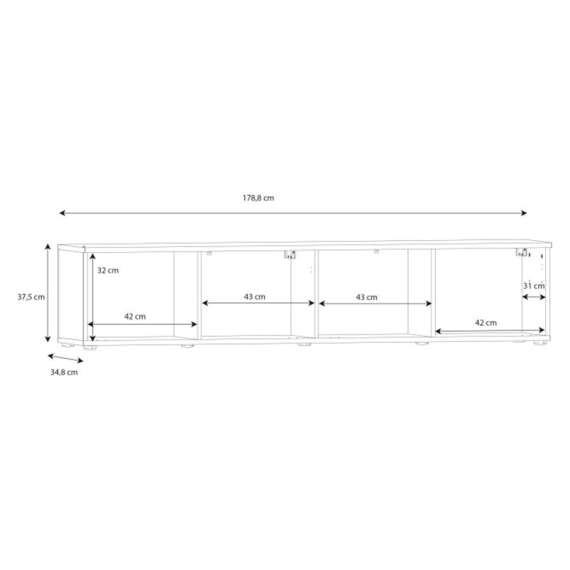 Vegghengt tv-benk LIBERTAD - 179x38 cm - beige sand - 2 dører