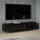 Vegghengt tv-benk LIBERTAD - 179x38 cm - svart matt - svart høyglans - 2 dører