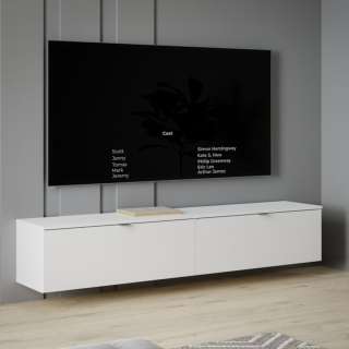 Vegghengt tv-benk LIBERTAD - 179x38 cm - hvit matt - 2 dører