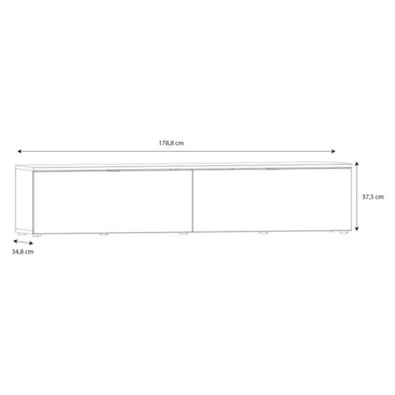 Vegghengt tv-benk LIBERTAD - 179x38 cm - hvit matt - 2 dører