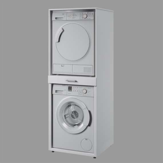 Skap til vaskemaskin og tørketrommel ASA 69x189 cm - hvit